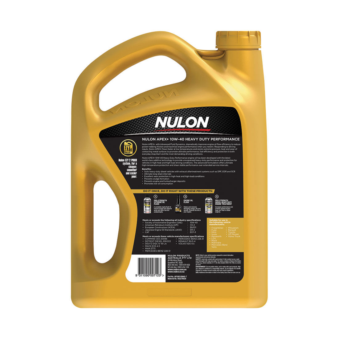 Nulon Apex+ 10W-40 Heavy Duty Diesel 7 Litre, , scanz_hi-res