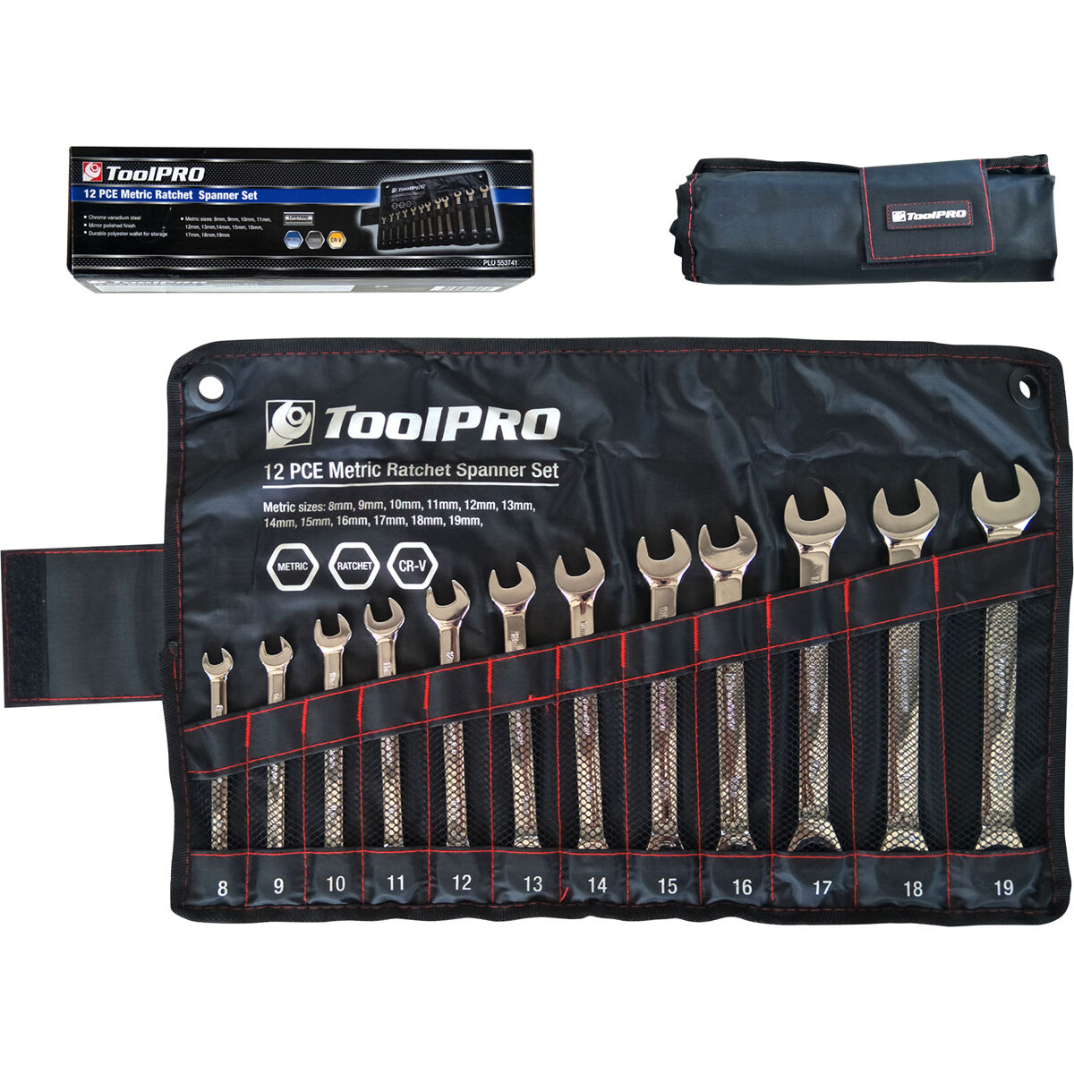 ToolPRO Ratchet Spanner Set Metric 12 Piece, , scanz_hi-res