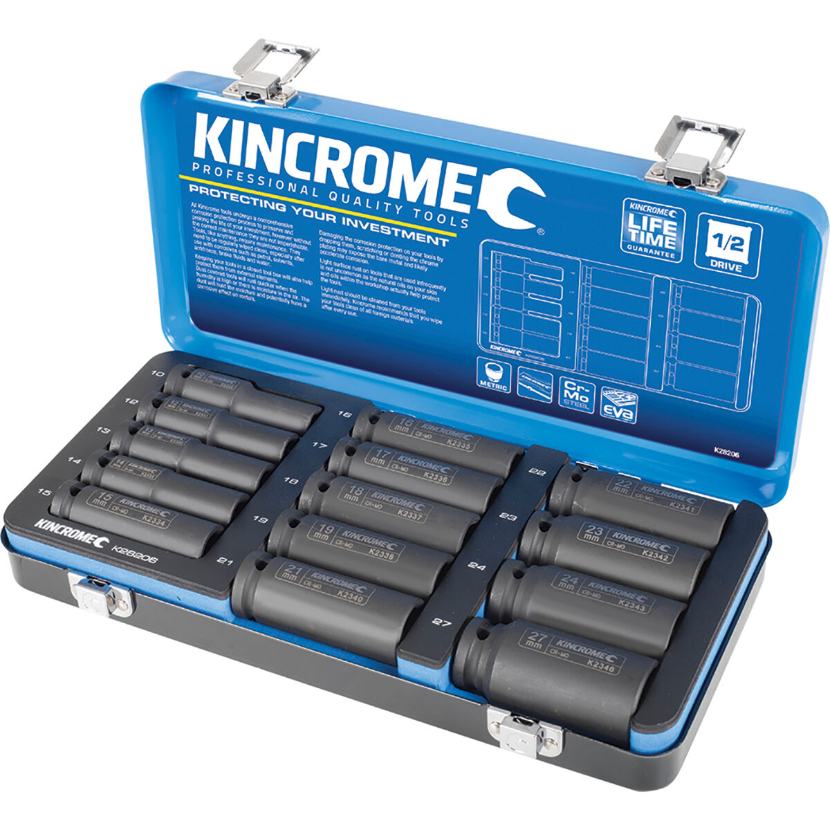 Kincrome Impact Deep Socket Set Metric 1/2" Drive 14 Piece, , scanz_hi-res
