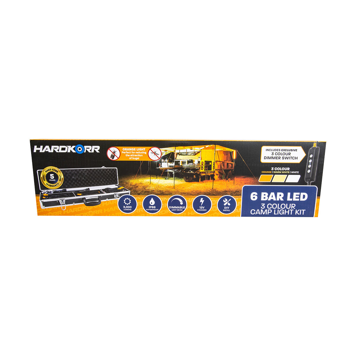 Hardkorr 6 Bar Tri Colour LED Camp Light Kit, , scanz_hi-res