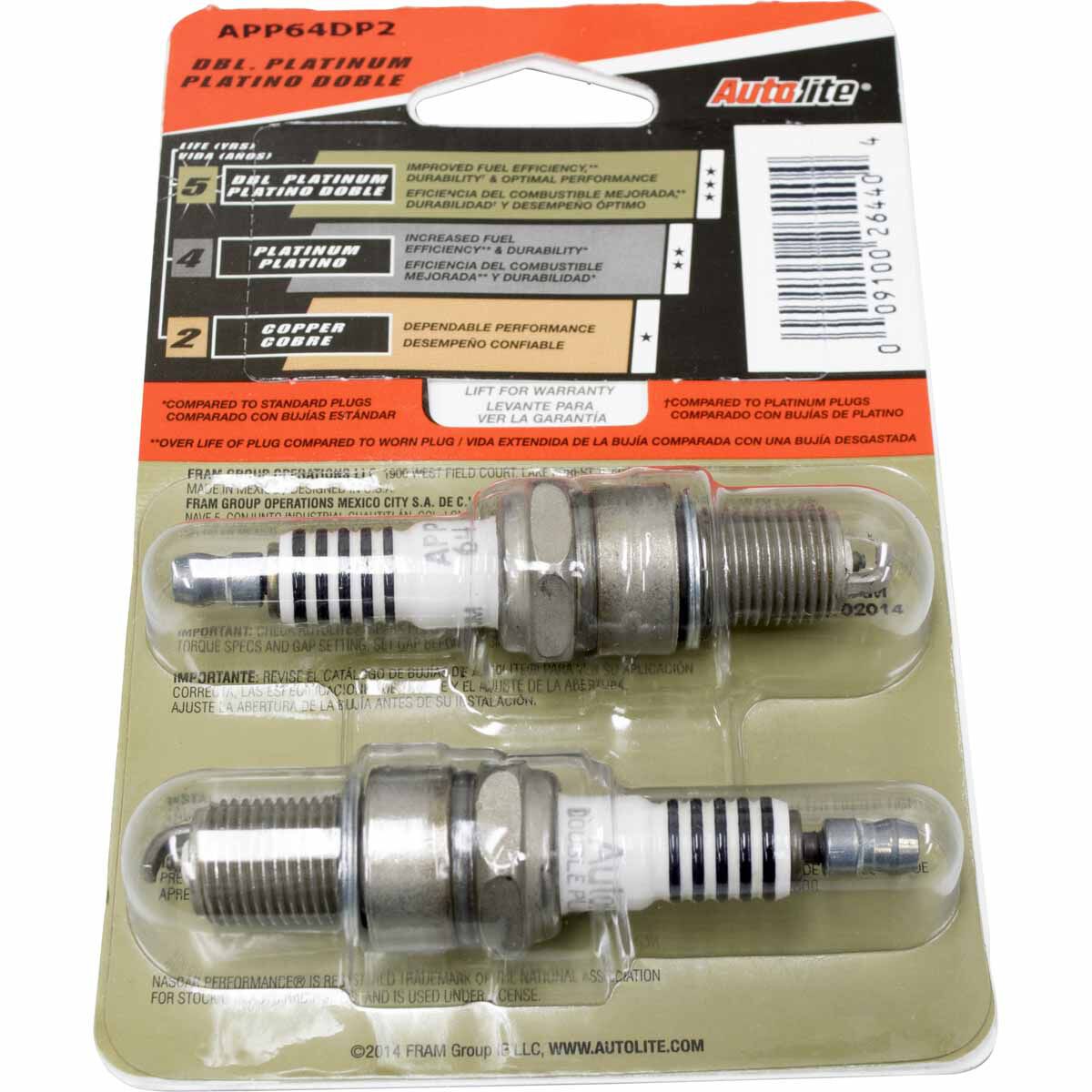 Autolite Double Platinum Spark Plug APP64DP2 2 Pack, , scanz_hi-res