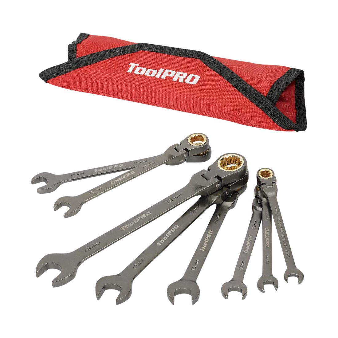 ToolPRO Flex Head Ratcheting Spanner Set 8 Piece, , scanz_hi-res