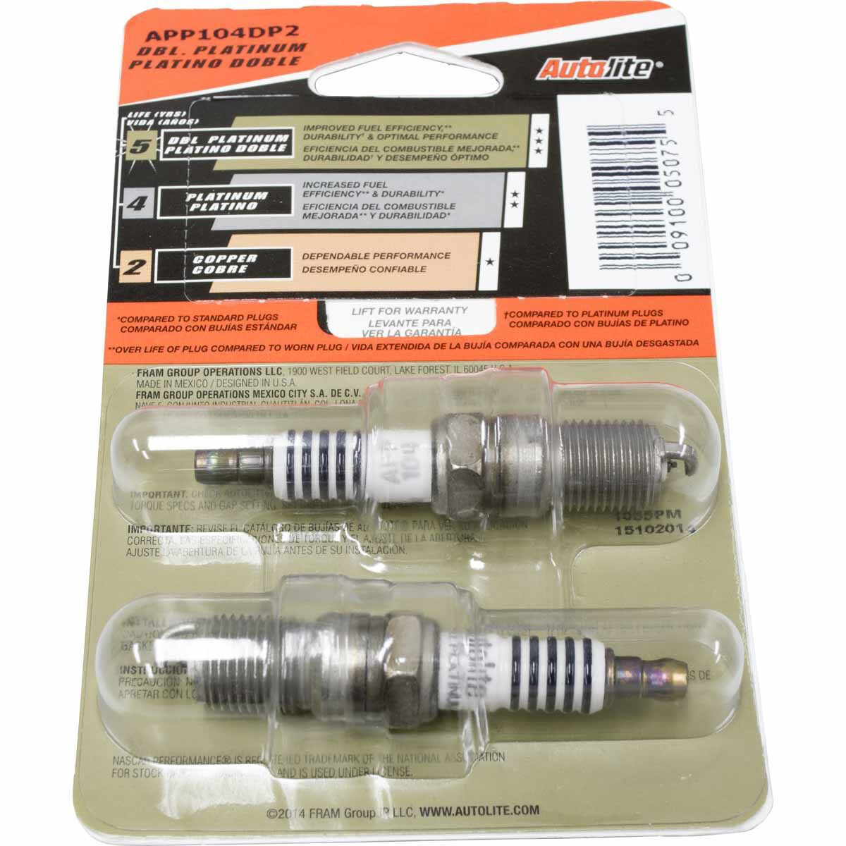 Autolite Double Platinum Spark Plug APP104DP2 2 Pack, , scanz_hi-res