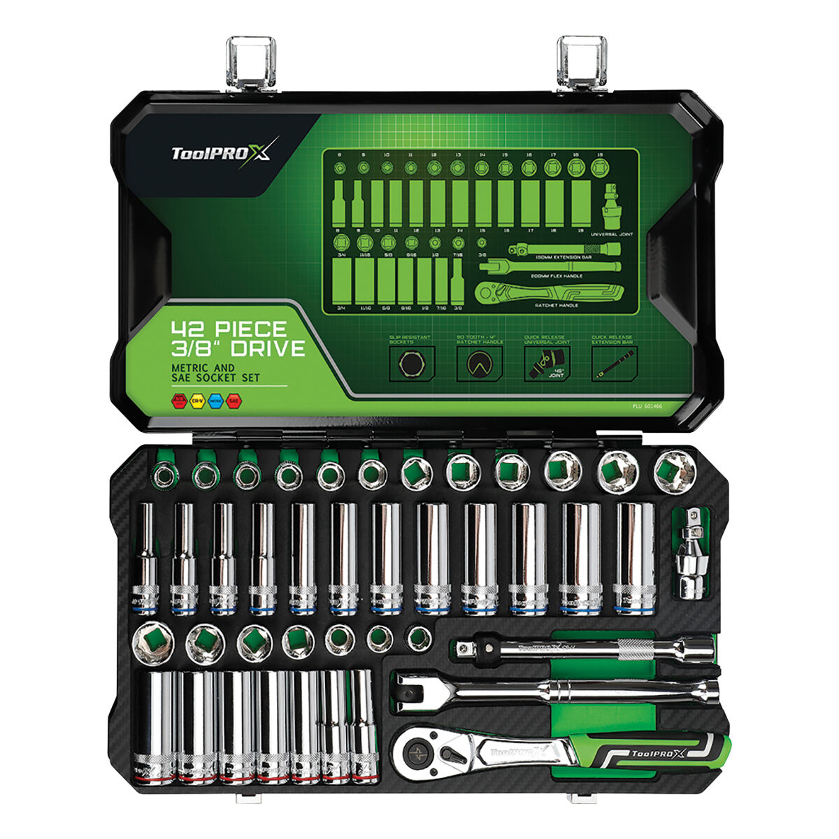 ToolPRO-X Socket Set 3/8" Drive Metric/SAE 42 Piece, , scanz_hi-res