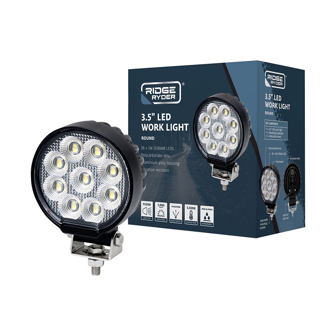 Ridge Ryder LED Work Lamp 3.5" Round, , scanz_hi-res