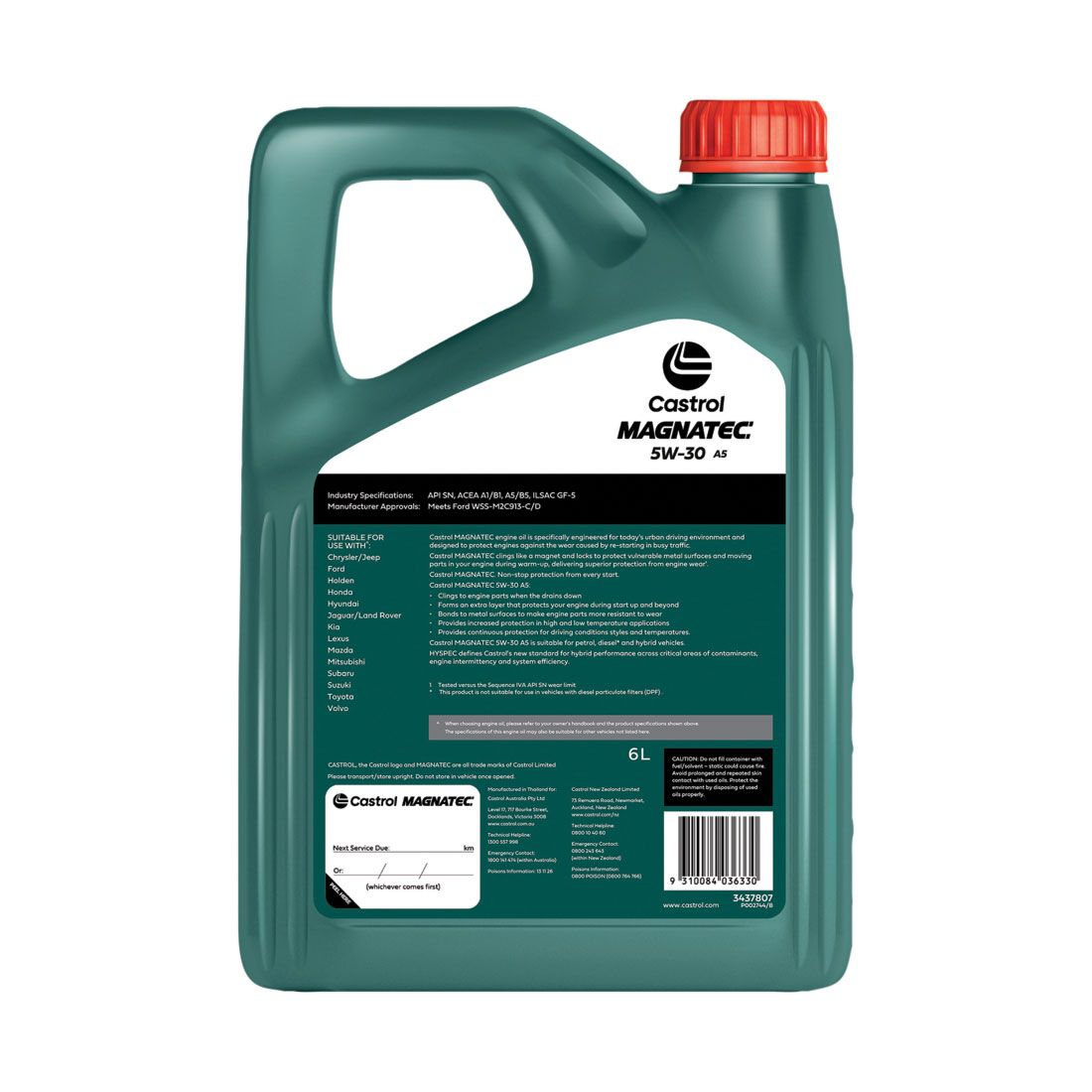 Castrol MAGNATEC Engine Oil - 5W-30, A5, 6 Litre, , scanz_hi-res