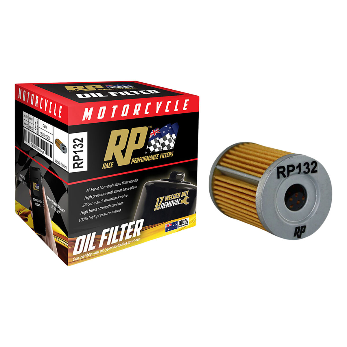 Race Performance Motorcycle Oil Filter RP132, , scanz_hi-res