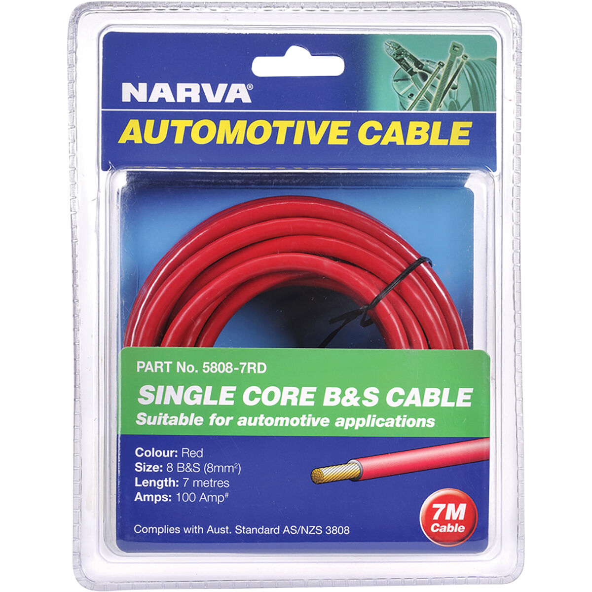 Narva Battery & Starter Cable 100A 8mm x 7m Red, , scanz_hi-res