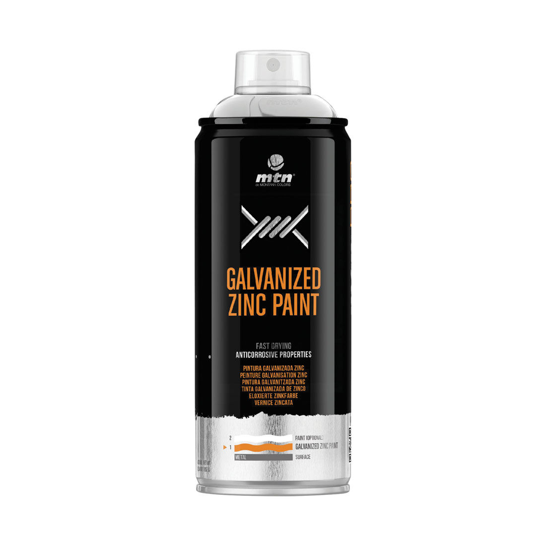 MTN Pro Galvanized Light Silver Zinc Spray Paint 400mL, , scanz_hi-res