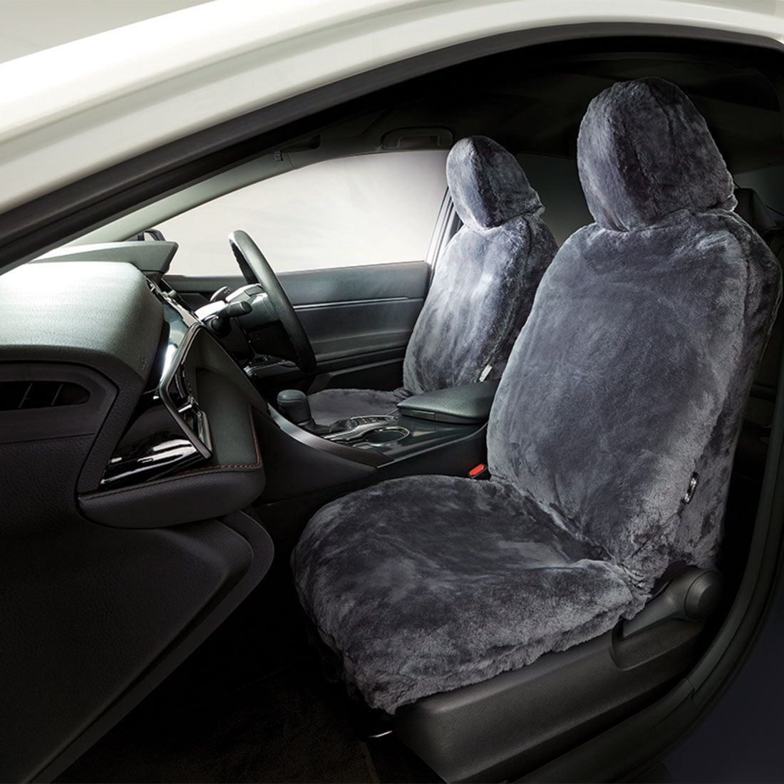 Gold CLOUDLUX Sheepskin Seat Covers - Slate Adjustable Headrests Size 30 Front Pair Airbag Compatible, , scanz_hi-res