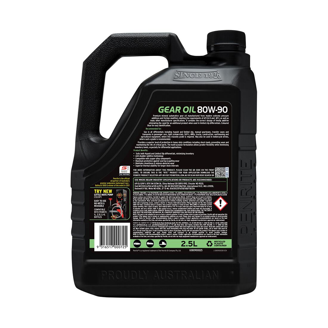 Penrite Gear Oil - 80W-90, 2.5 Litre, , scanz_hi-res