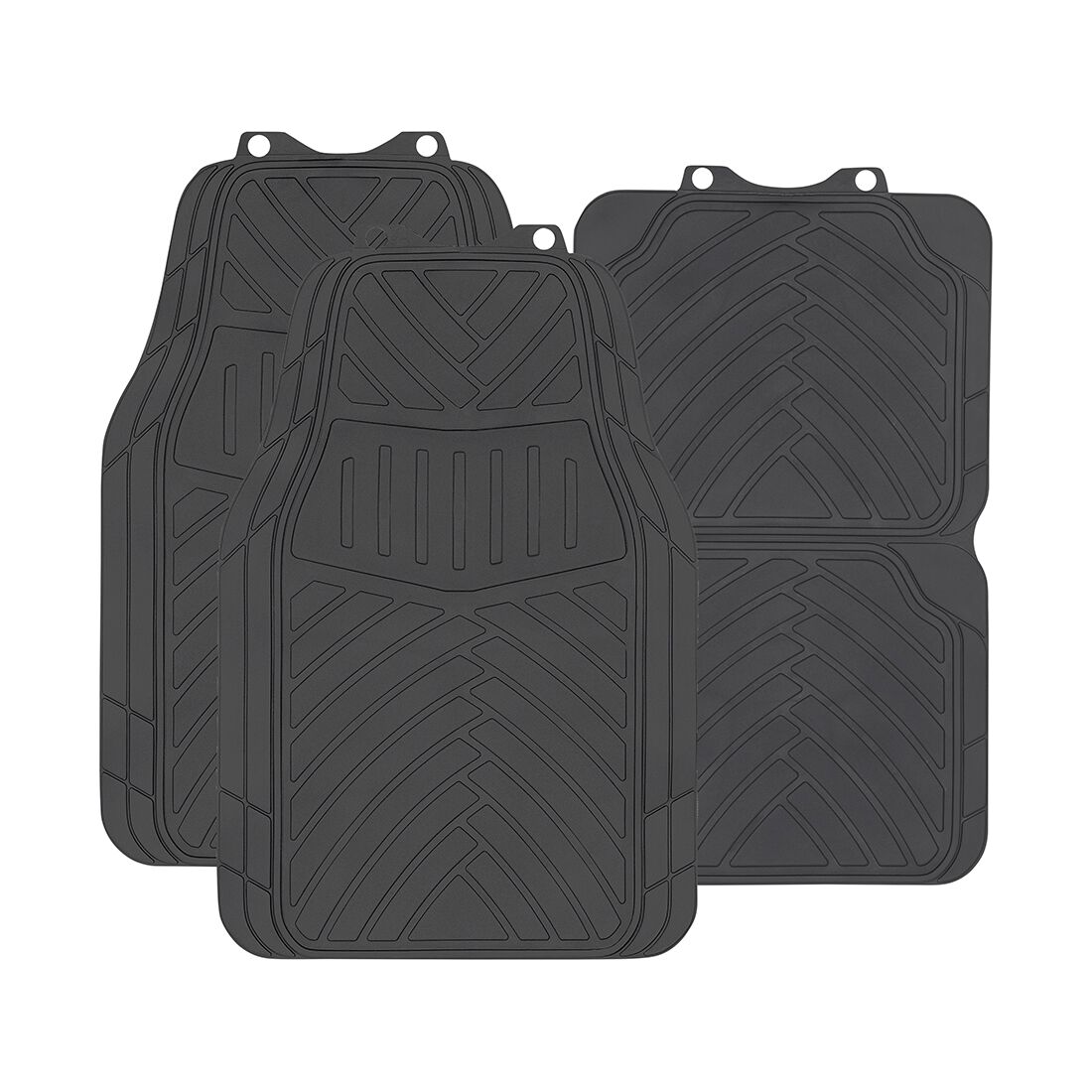 SCA Essential Rubber Car Floor Mats - Set of 4, Black, , scanz_hi-res