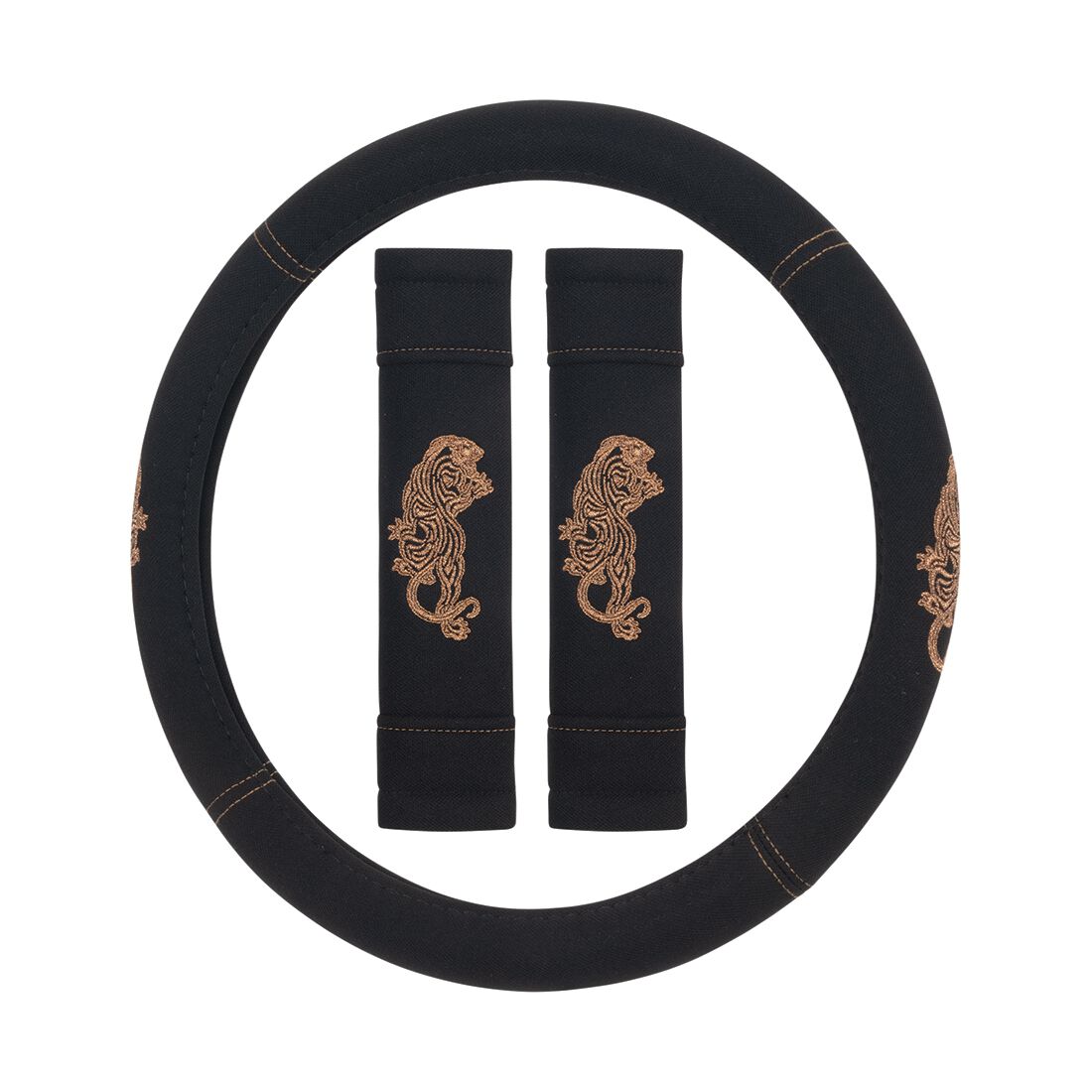 SCA Steering Wheel Cover and Seat Belt Buddy Set Bronze/Black, , scanz_hi-res