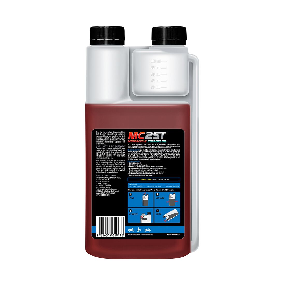 Penrite MC-2 Semi Synthetic Motorcycle Oil - 1 Litre, , scanz_hi-res