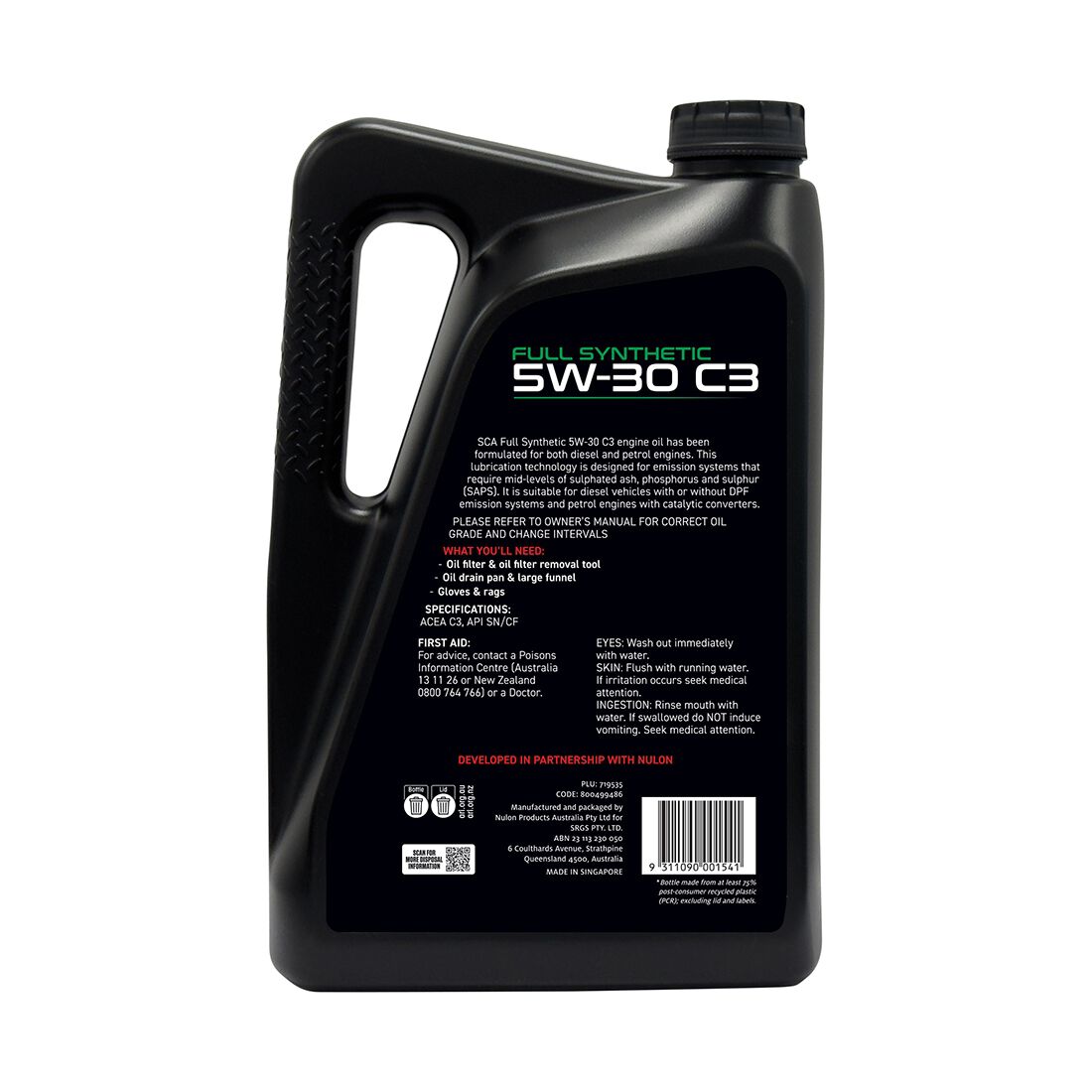 SCA Full Synthetic Engine Oil C3 5W-30 5 Litre, , scanz_hi-res