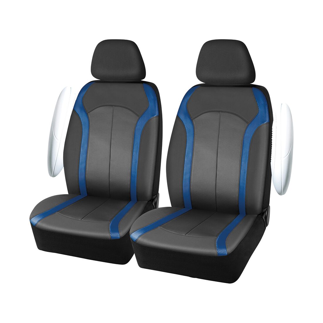 SCA Seat Cover Sports Black & Blue Leather Look, Adjustable Headrests, Airbag Compatible, Size 30A, , scanz_hi-res
