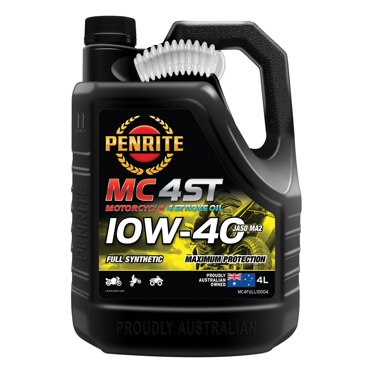 Penrite MC-4 Synthetic Motorcycle Oil - 10W-40 , 4 Litre, , scanz_hi-res