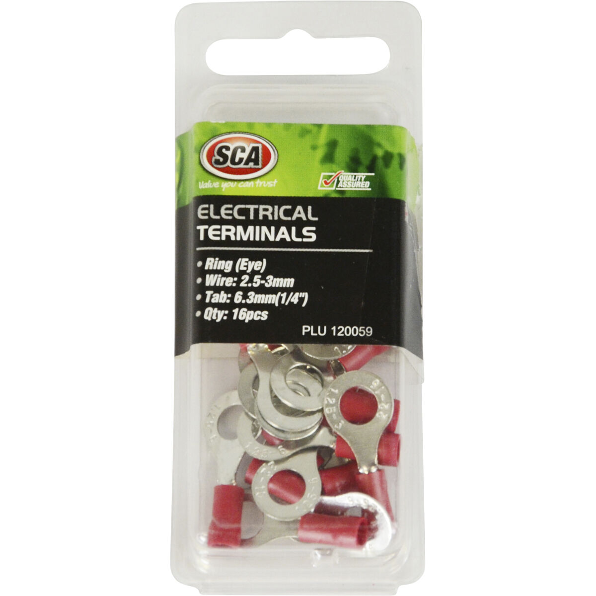 SCA Electrical Terminals Ring (Eye) 6.3mm Red 16 Pack, , scanz_hi-res