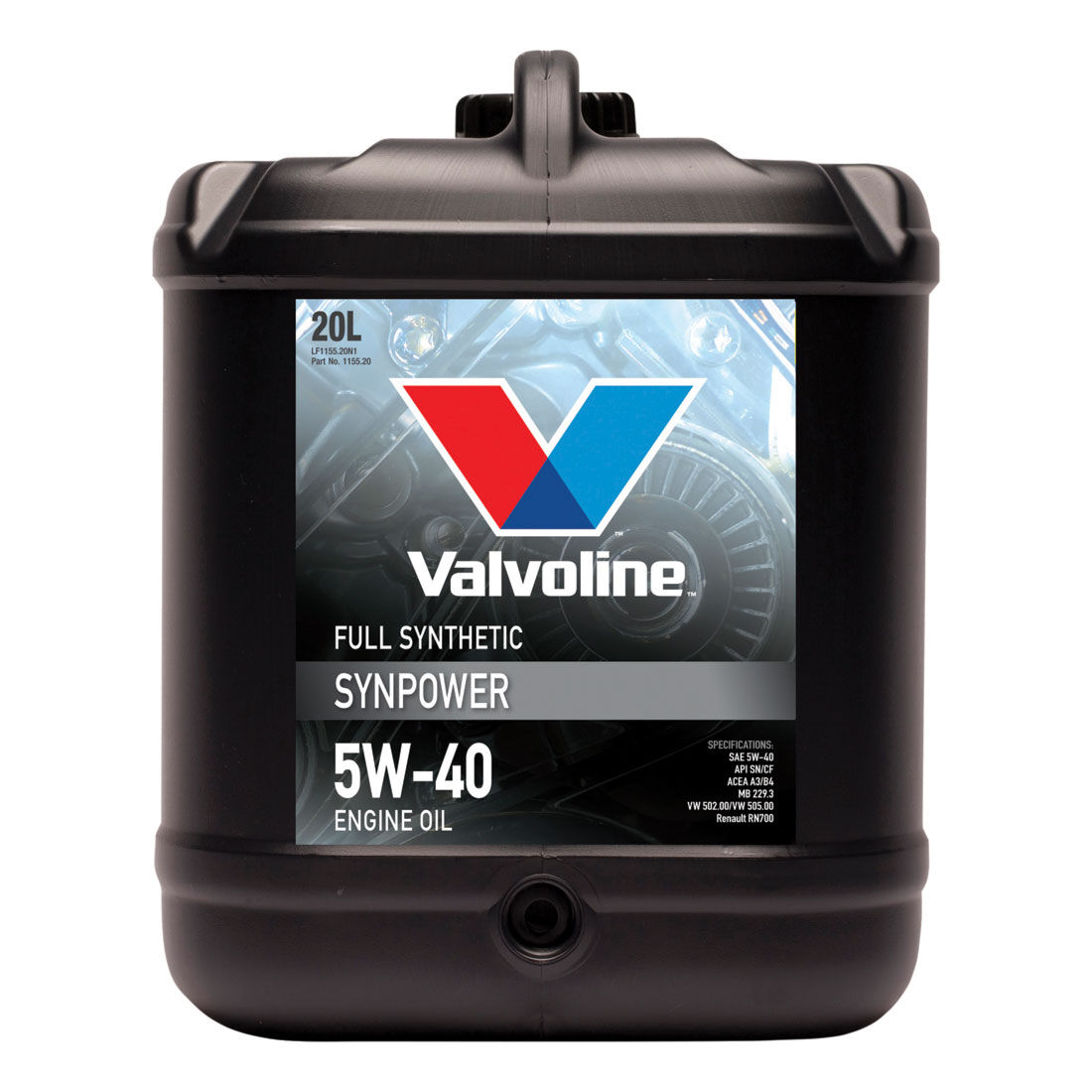 Valvoline Synpower Full Synthetic Engine Oil 5W-40 20 Litre, , scanz_hi-res