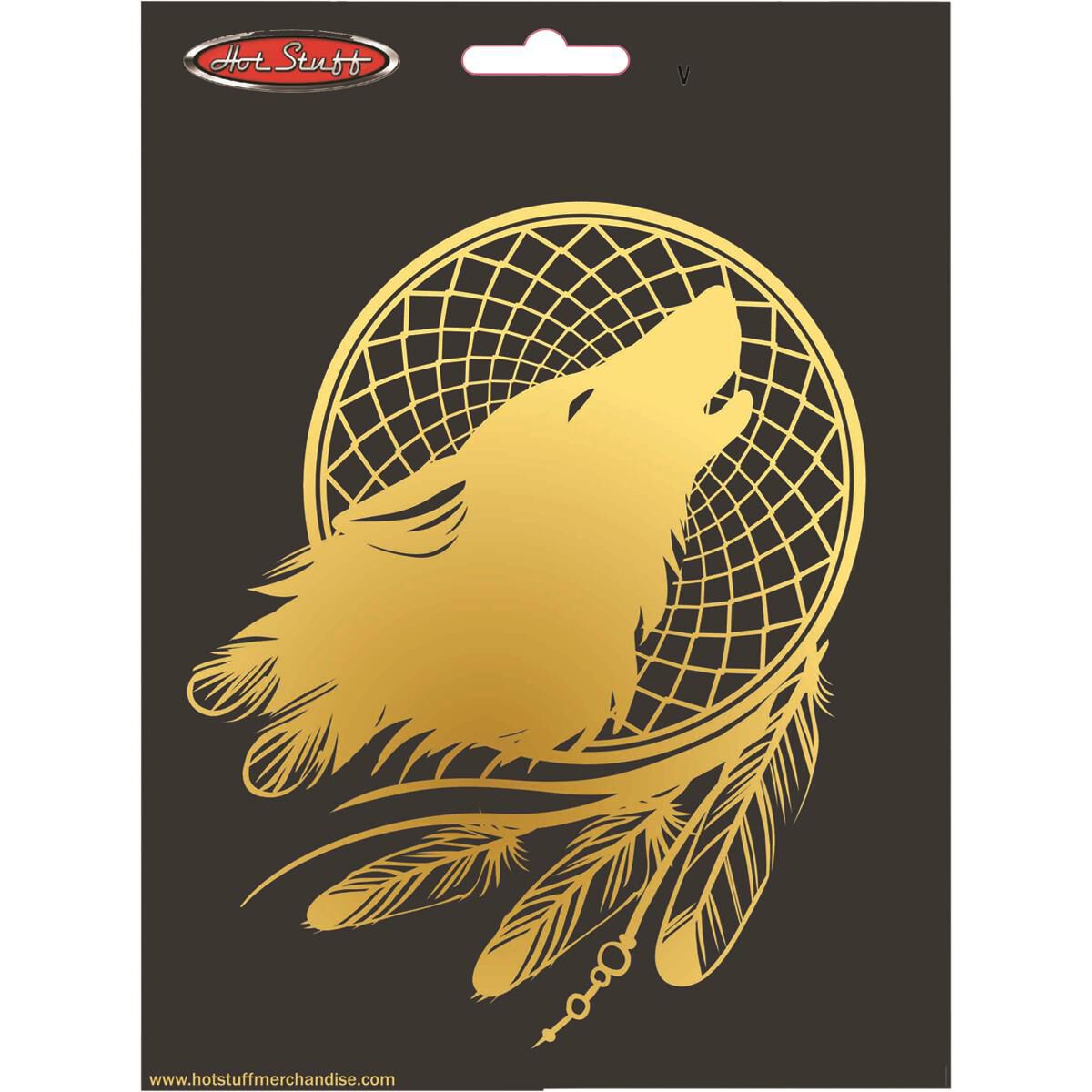 Hot Stuff Sticker Golden Wolf Dream Catcher, Metallic, , scanz_hi-res