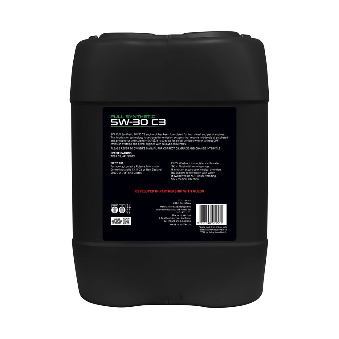 SCA Full Synthetic Engine Oil 5W-30 C3 20 Litre, , scanz_hi-res