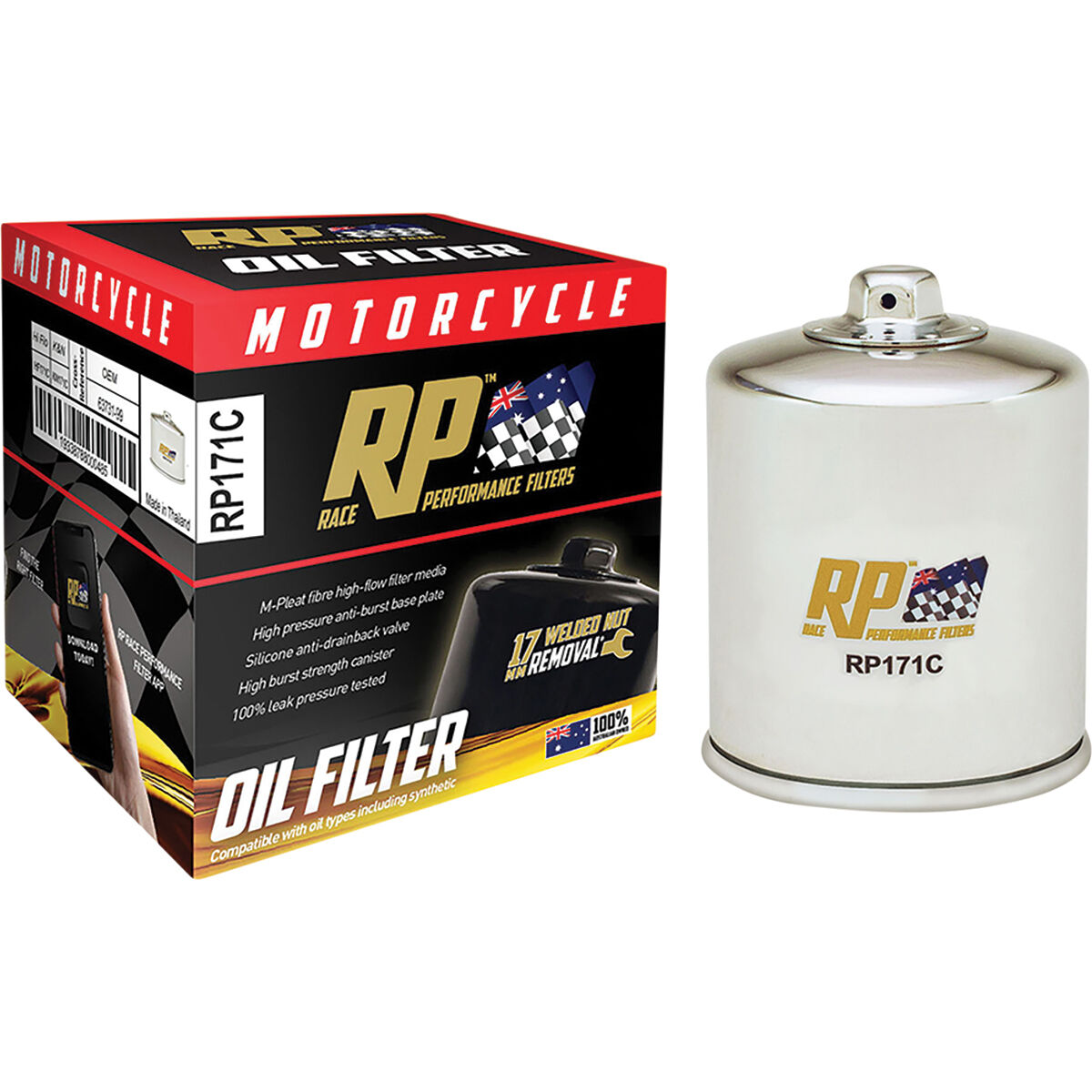 Race Performance Motorcycle Oil Filter RP171C, , scanz_hi-res