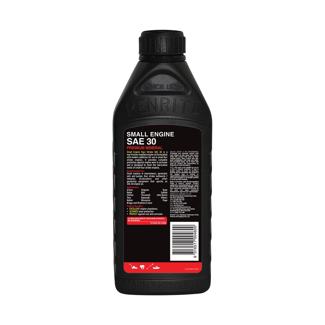 Penrite Small Engine 4 Stroke Engine Oil - SAE30 1 Litre, , scanz_hi-res