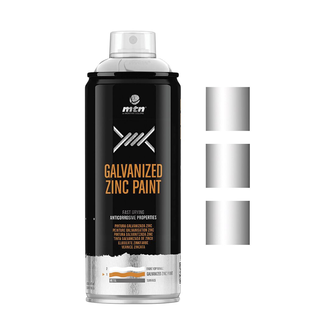 MTN Pro Galvanized Satin Silver Zinc Spray Paint 400mL, , scanz_hi-res