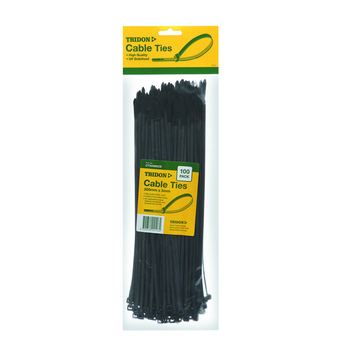 Tridon Cable Ties - Black, 300mm x 5mm, 100 Pack, , scanz_hi-res