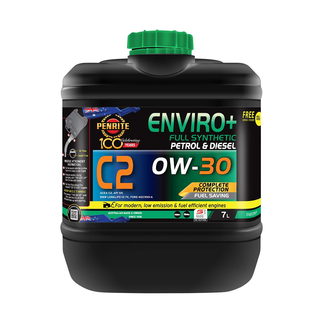 Penrite Enviro+ C2 Engine Oil 0W-30 7 Litre, , scanz_hi-res