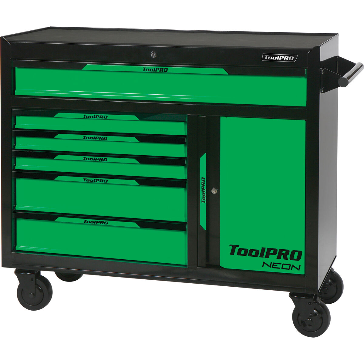 ToolPRO Neon Tool Cabinet Green 6 Drawer 42 Inch, , scanz_hi-res
