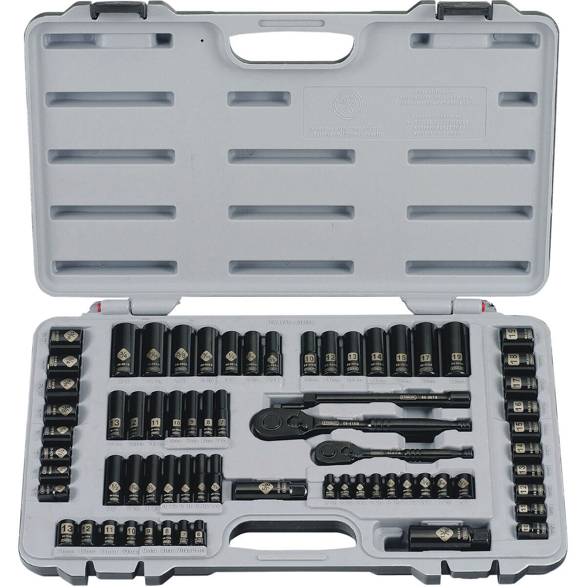 Stanley Socket Set 1/4" & 3/8" Drive Metric/SAE 69 Piece, , scanz_hi-res