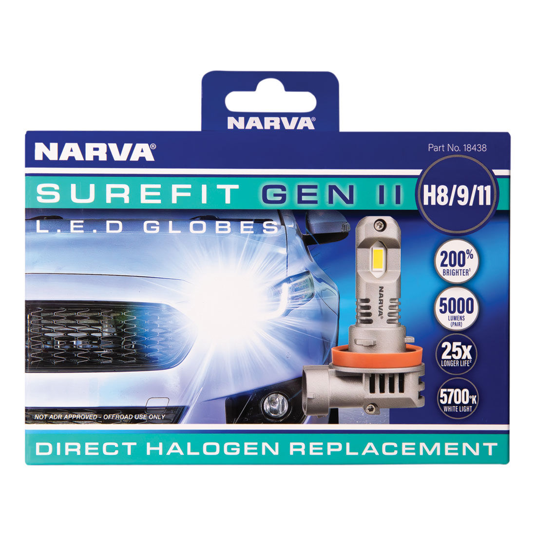 Narva Surefit LED Headlight Globes H8/9/11, , scanz_hi-res