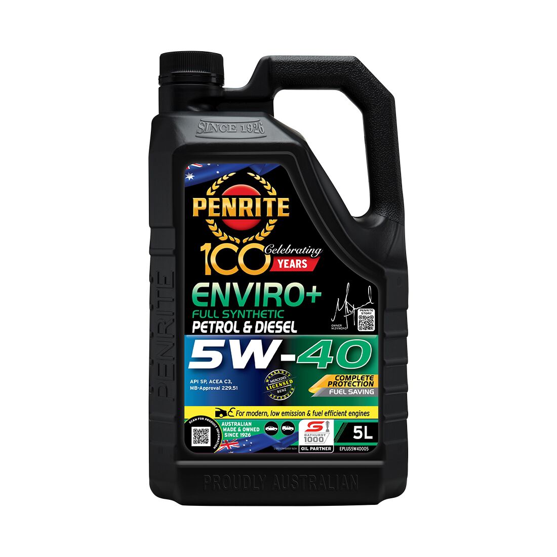 Penrite Enviro+ Engine Oil - 5W-40 5 Litre, , scanz_hi-res