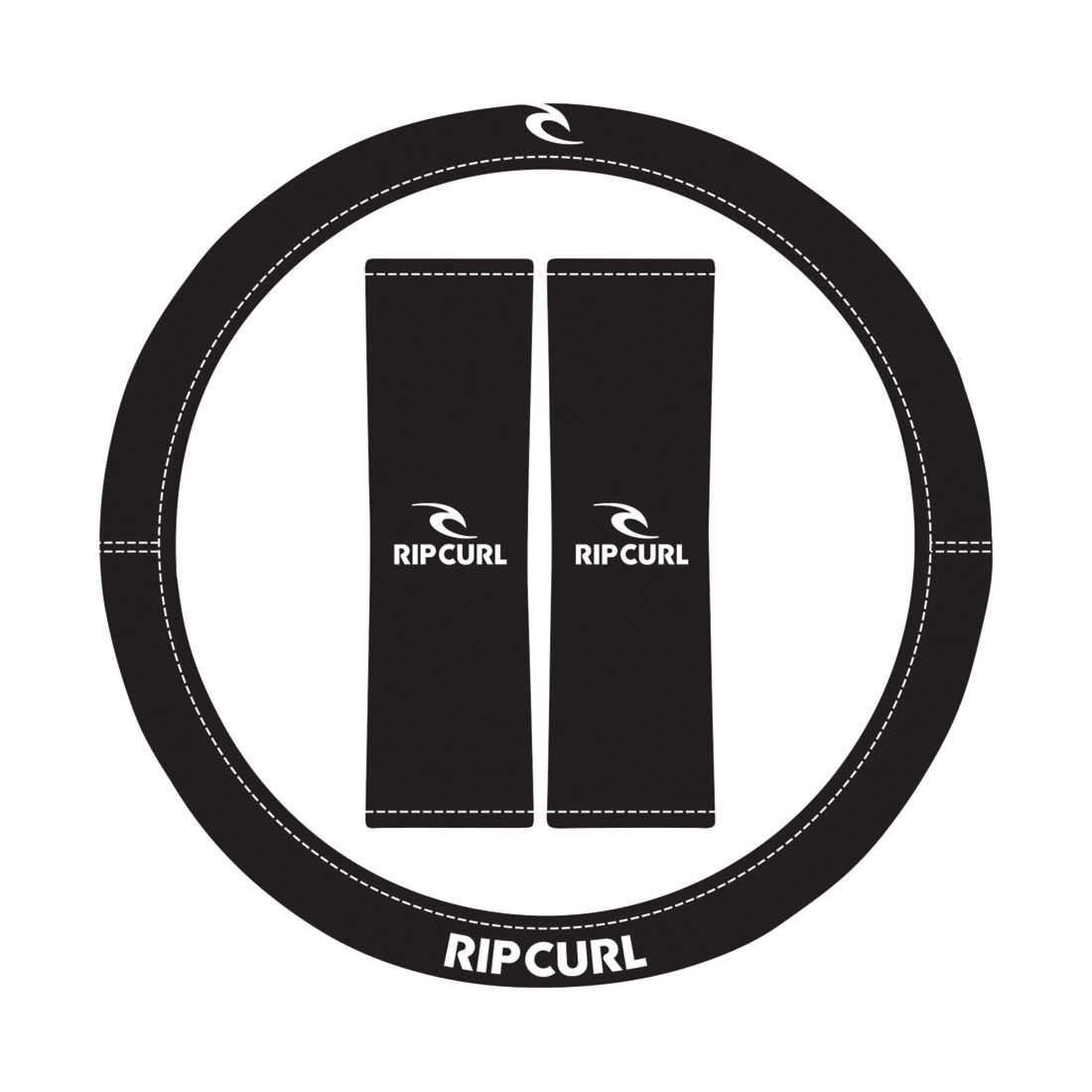Rip Curl Logo Neoprene Steering Wheel Cover & Seat Belt Buddie Set White/Black, , scanz_hi-res