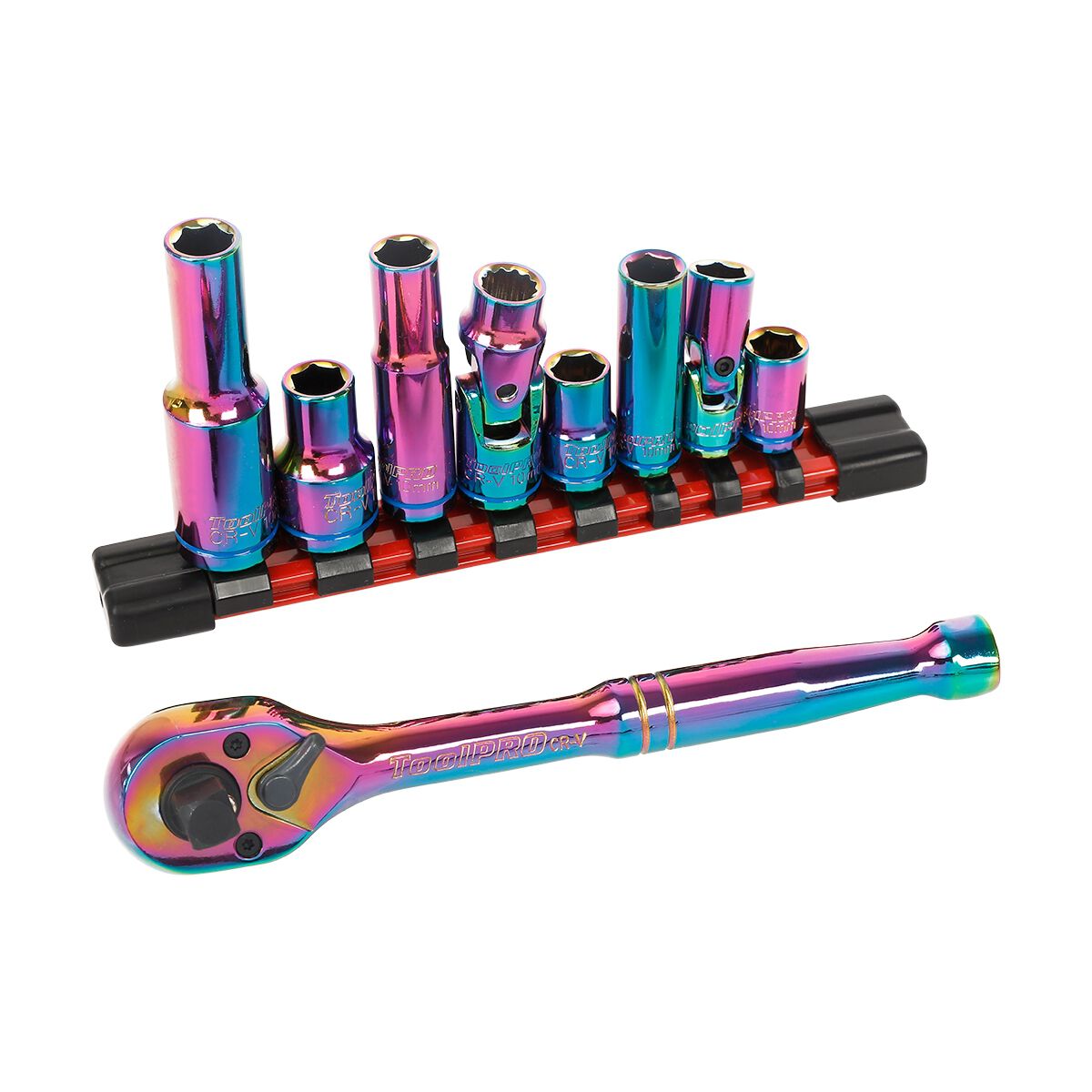 ToolPRO Ratchet & 10mm Sockets Set 9 Piece, , scanz_hi-res
