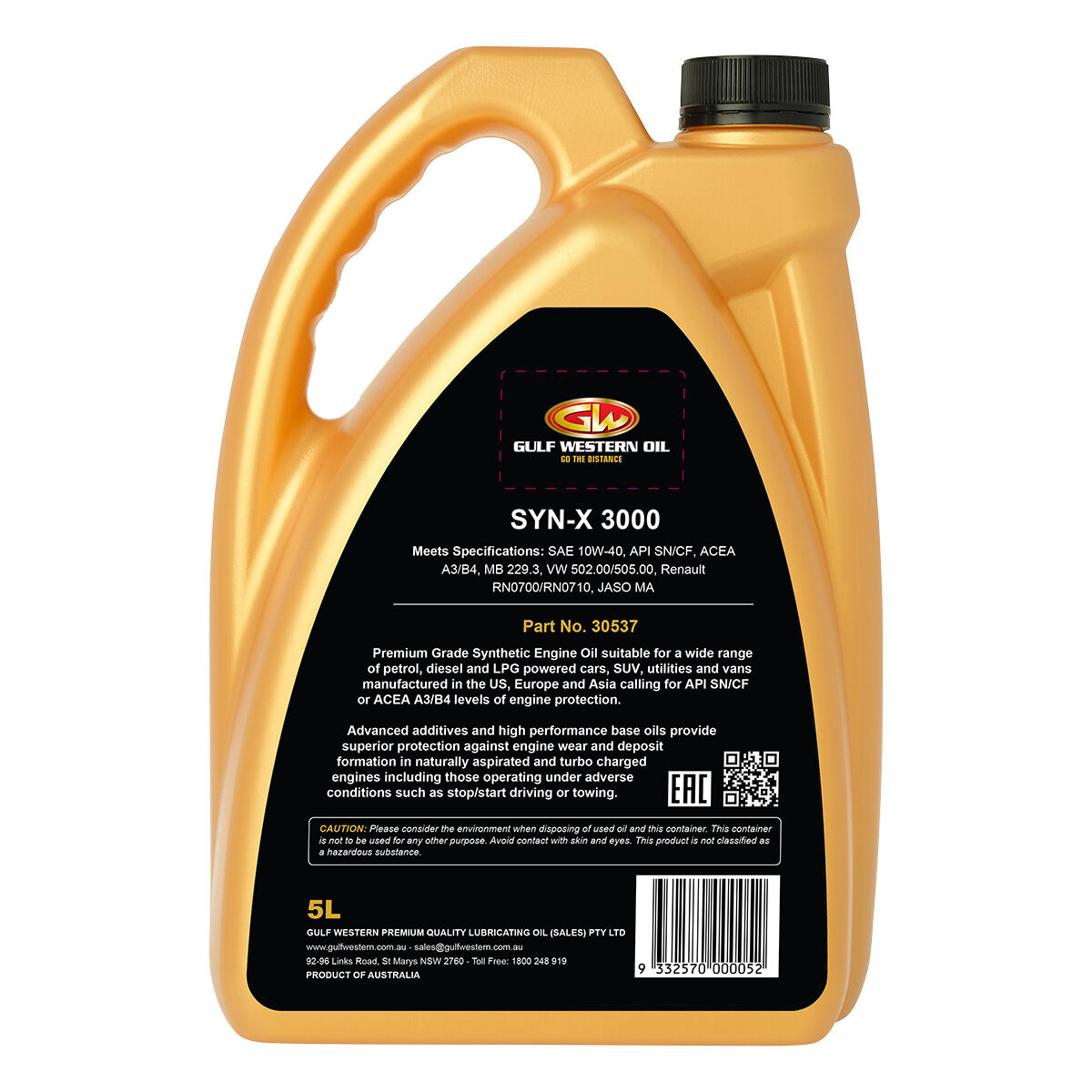 Gulf Western Syn-X 3000 Engine Oil - 10W-40 5 Litre, , scanz_hi-res