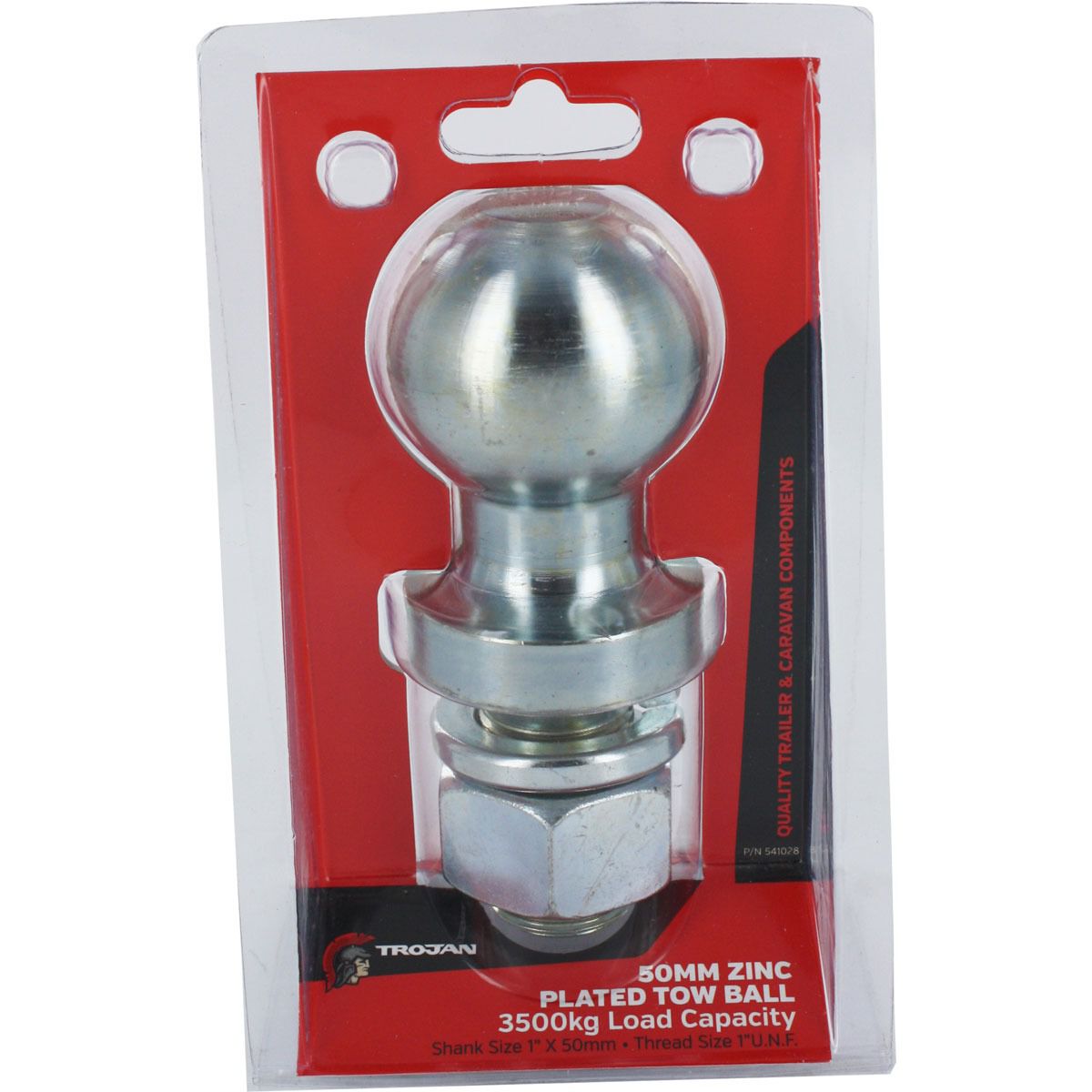 Trojan Tow Ball - Zinc Plated, 3500kg, 50mm x 1 inch, , scanz_hi-res