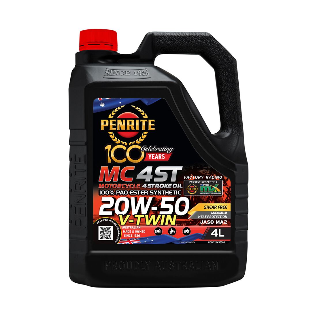 Penrite MC-4 V Twin Motorcycle Oil - 20W-50, 4 Litre, , scanz_hi-res