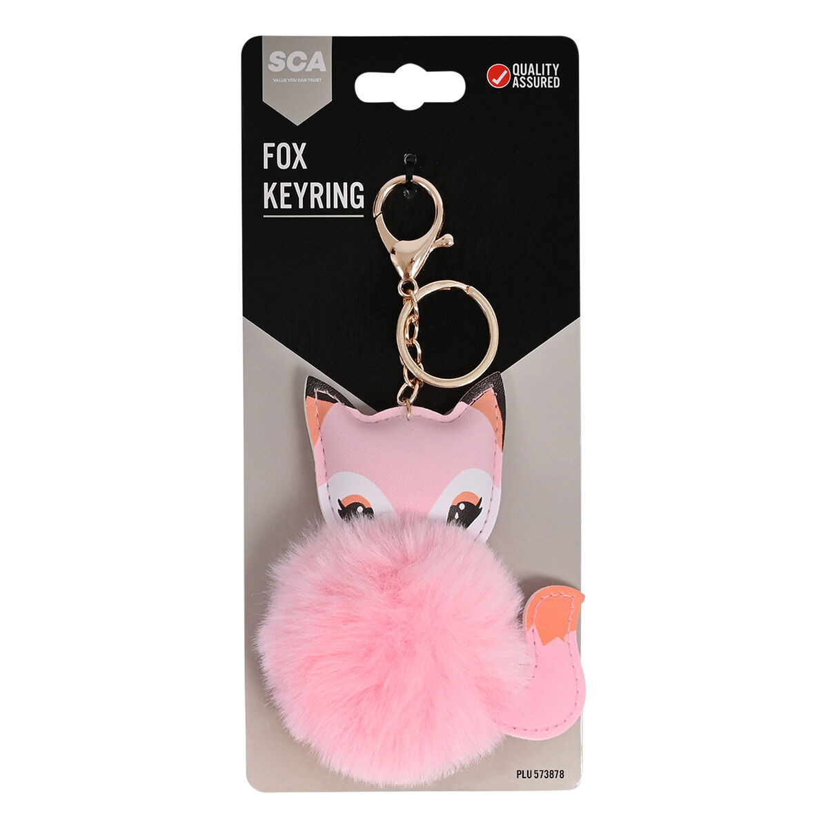 Pom Pom Keyring - Pink Fox, , scanz_hi-res