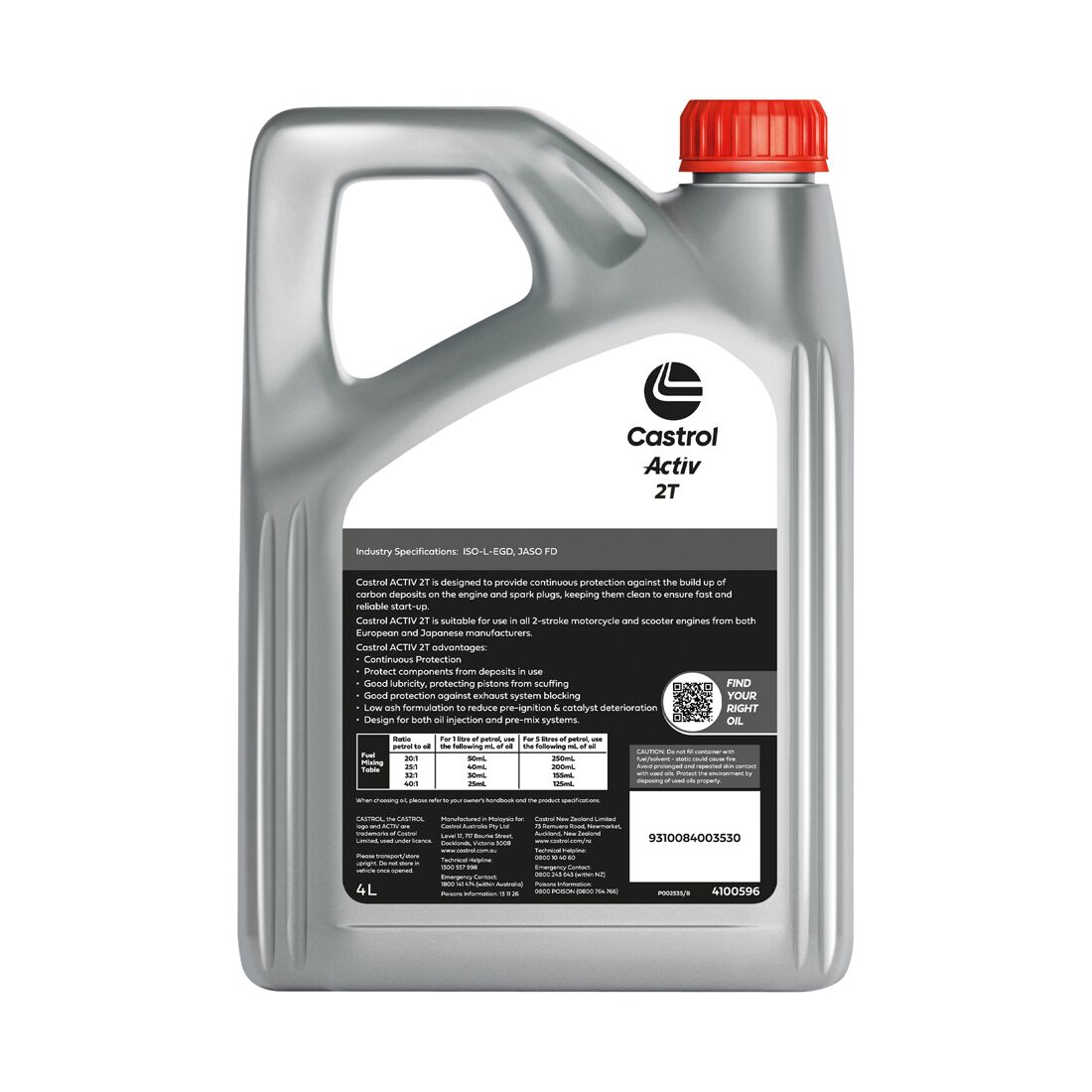 Castrol ACTIV 2T Motorcycle Oil 4 Litre, , scanz_hi-res