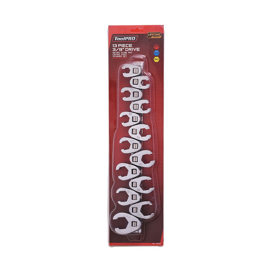 ToolPRO Spanner Set - 3/8" Drive, Crows Foot, Flare Nut, 13 Piece, Metric, , scanz_hi-res