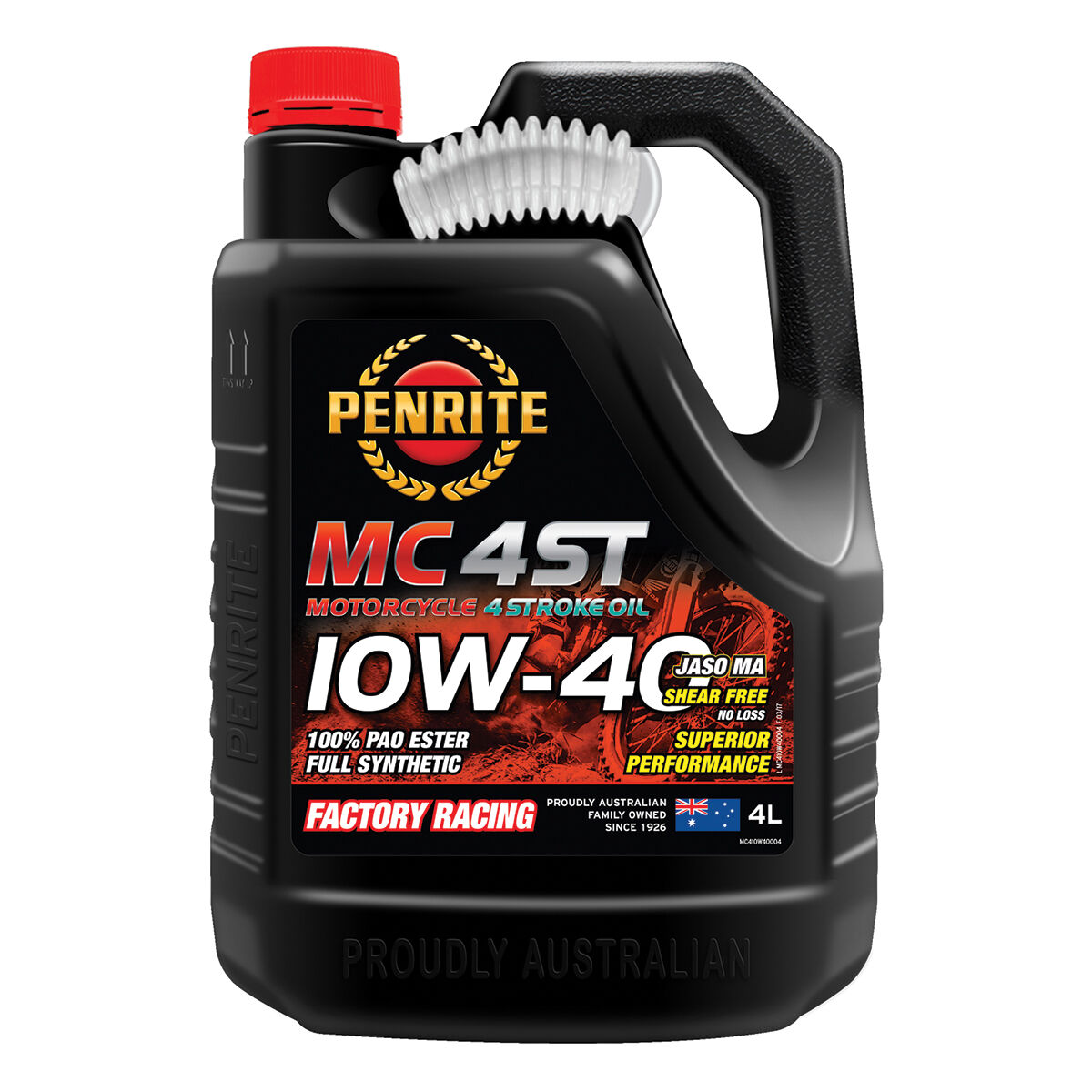 Penrite MC-4 PAO Ester Motorcycle Oil - 10W-40, 4 Litre, , scanz_hi-res