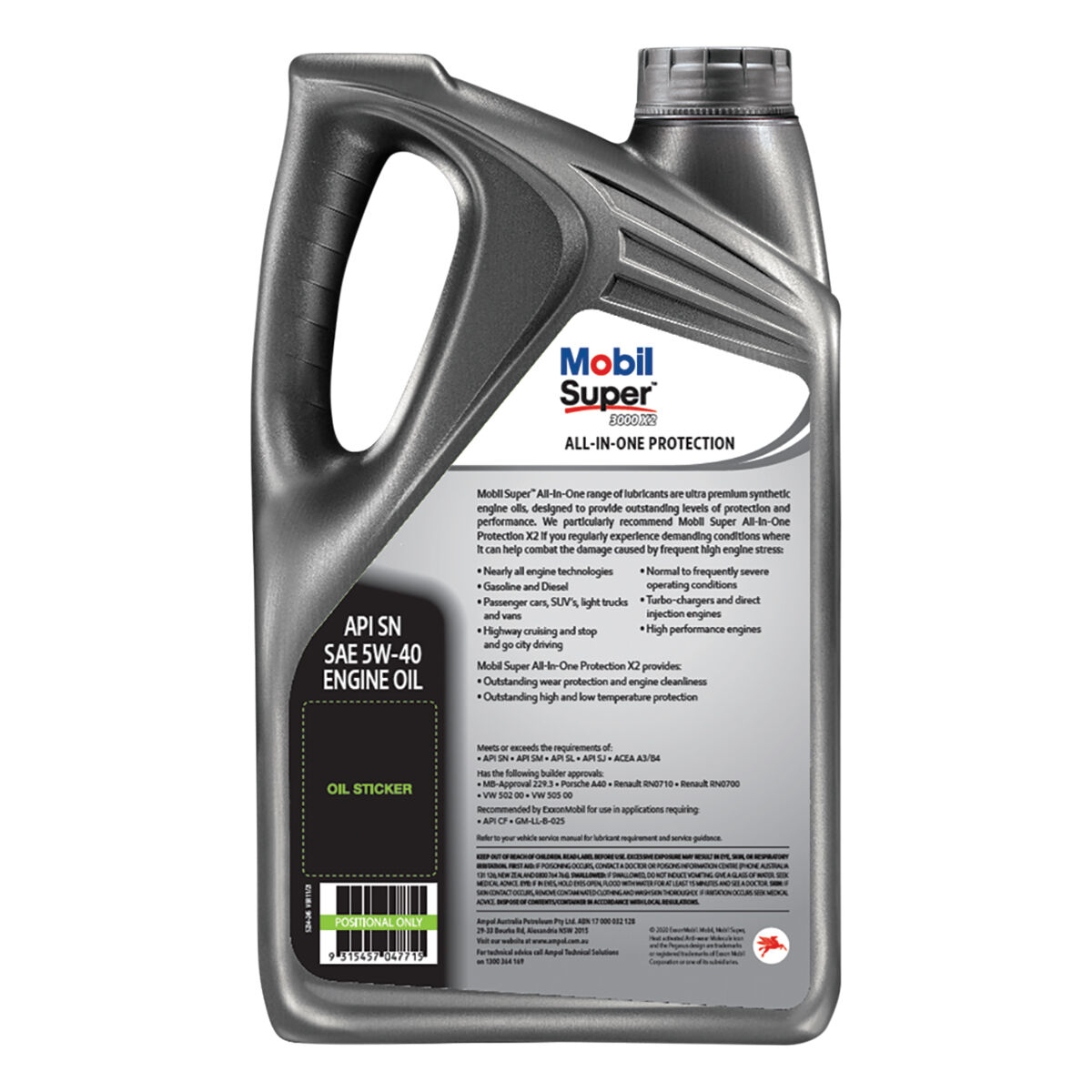 Mobil Super 3000 X2 Engine Oil 5W-40 5 Litre, , scanz_hi-res