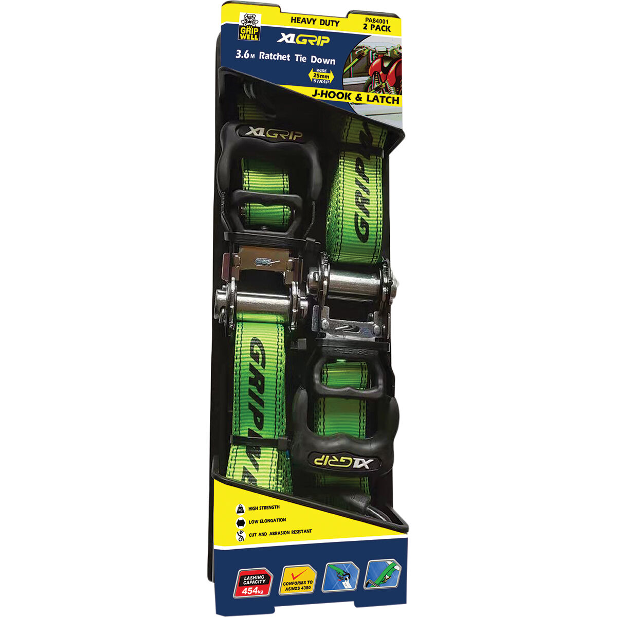 Ratchet Tie Down - 3.6m, 454kg, 2 Pack, , scanz_hi-res
