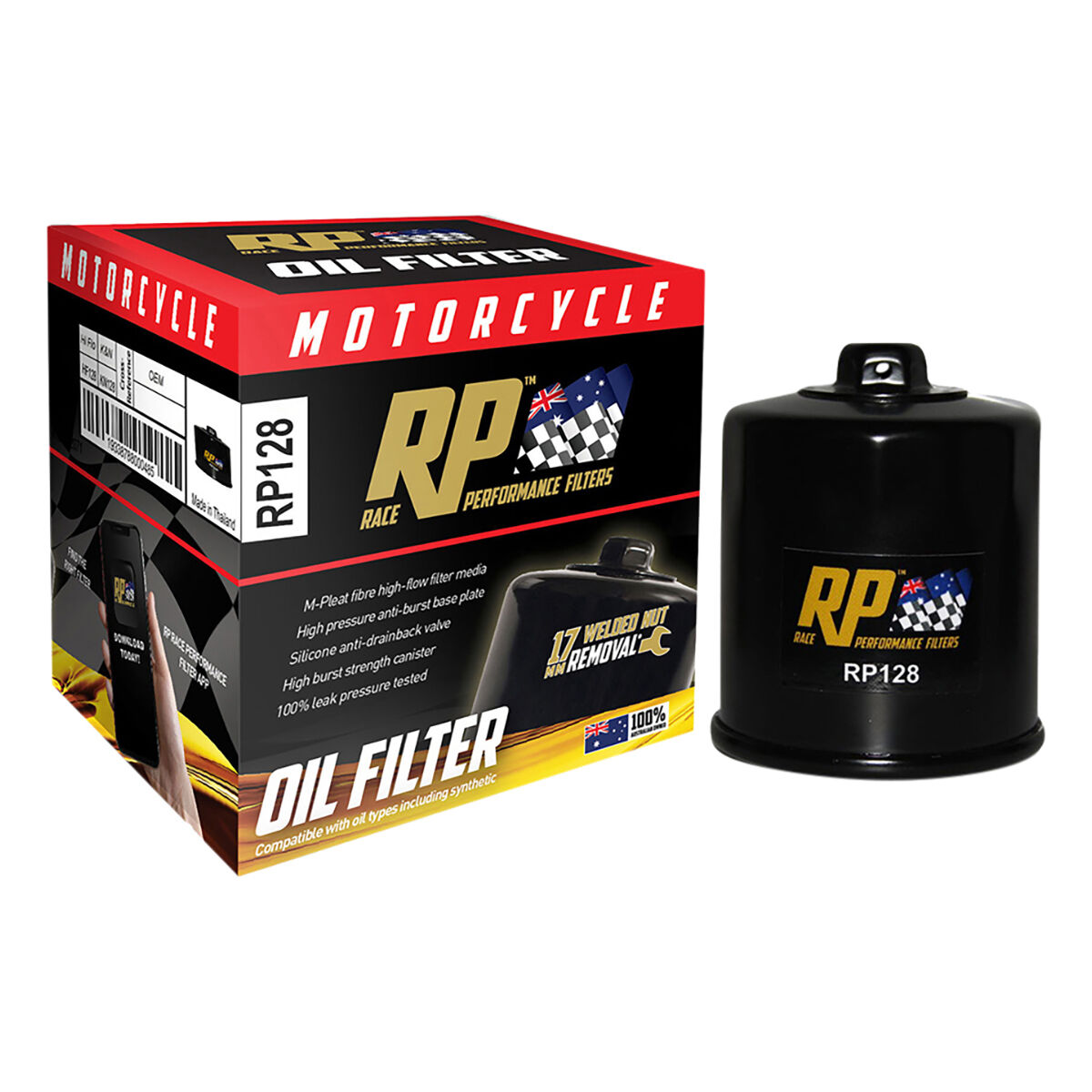 Race Performance Motorcycle Oil Filter RP128, , scanz_hi-res