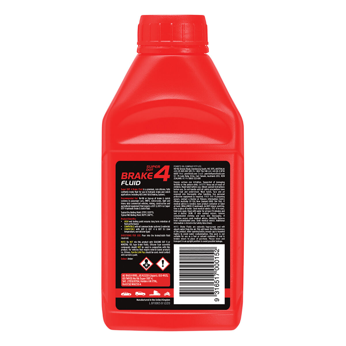 Penrite Brake Fluid Super DOT4 500mL, , scanz_hi-res