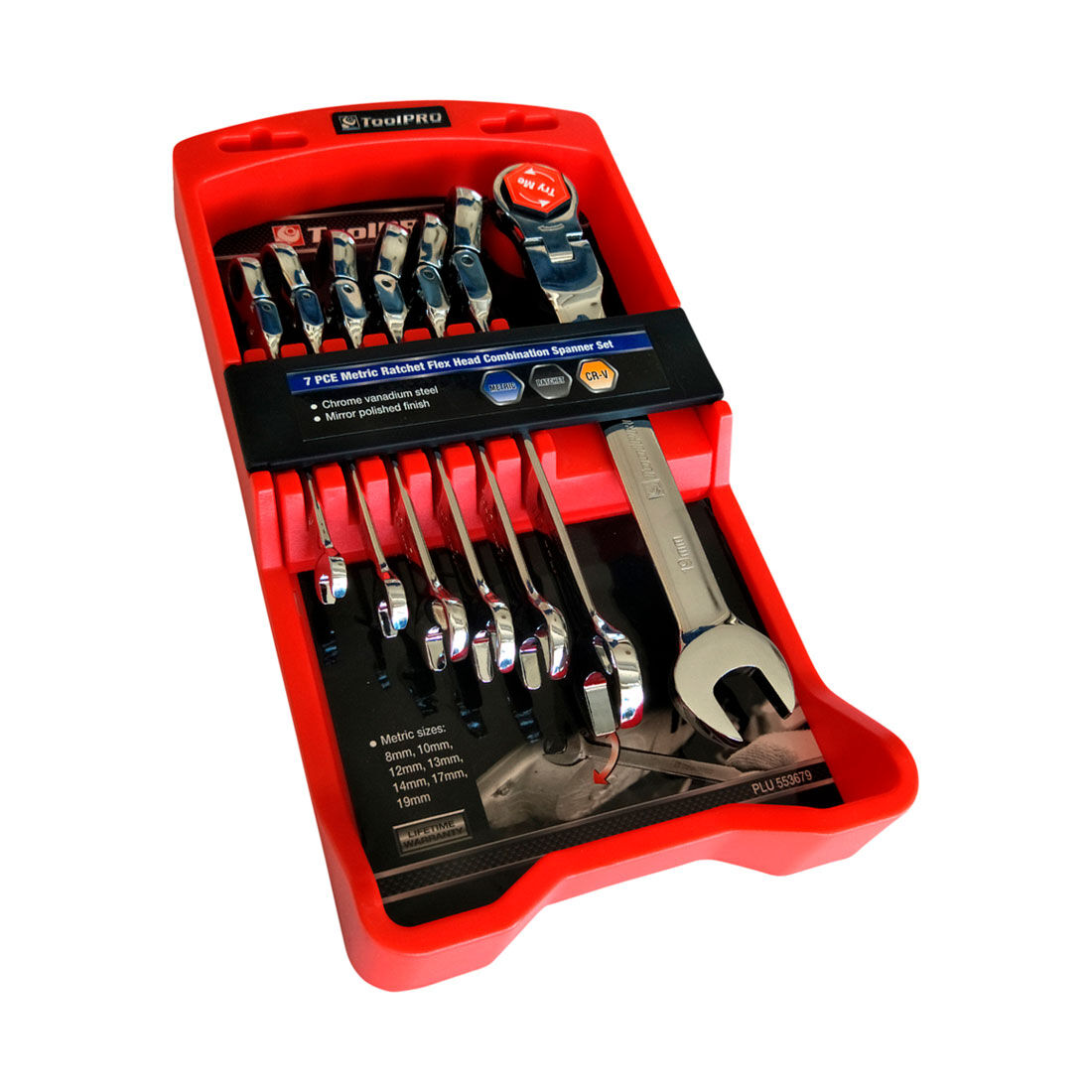 ToolPRO Ratchet Spanner Set Flex Head Metric 7 Piece, , scanz_hi-res