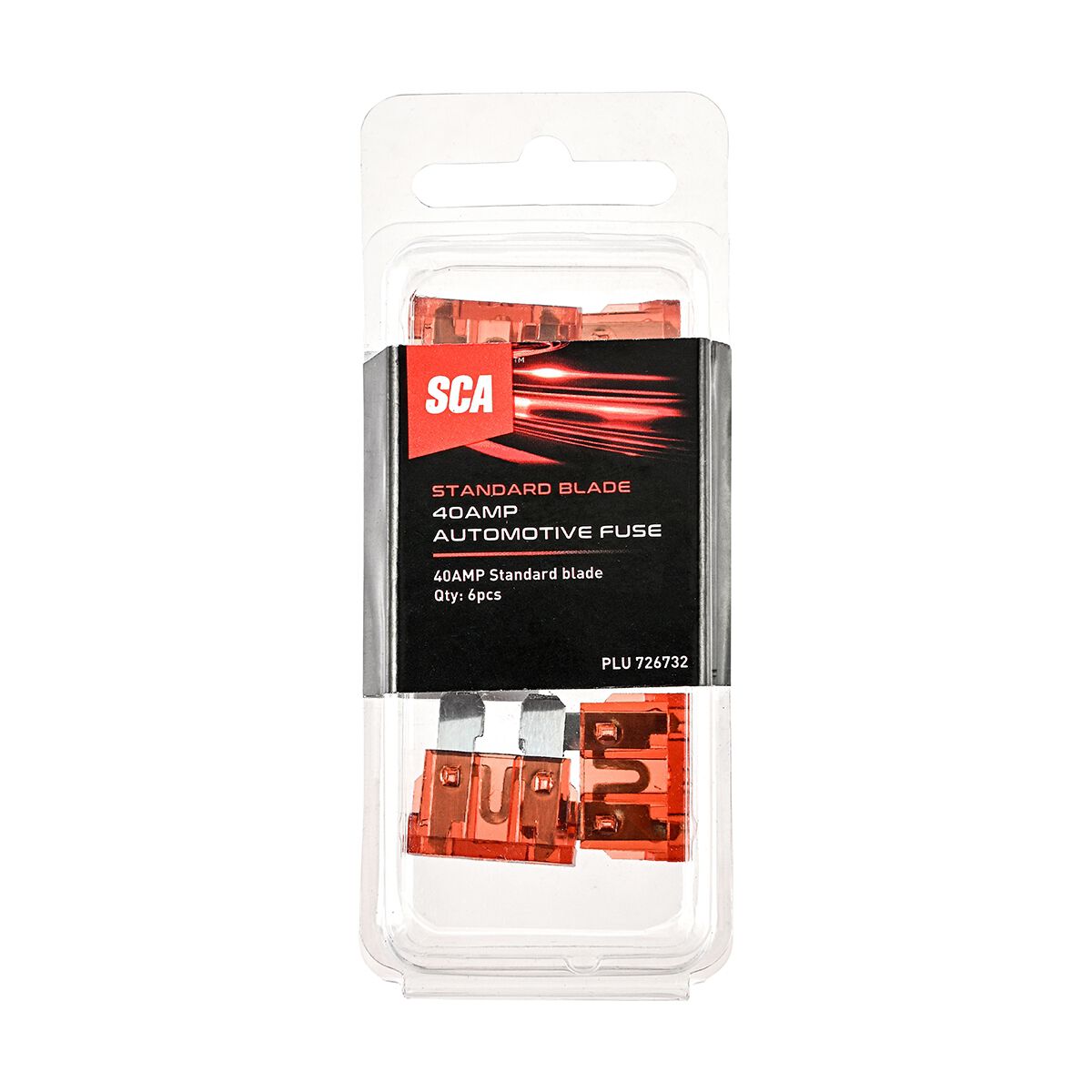 SCA Automotive Fuses Standard Blade 40 Amp 6 Pack, , scanz_hi-res