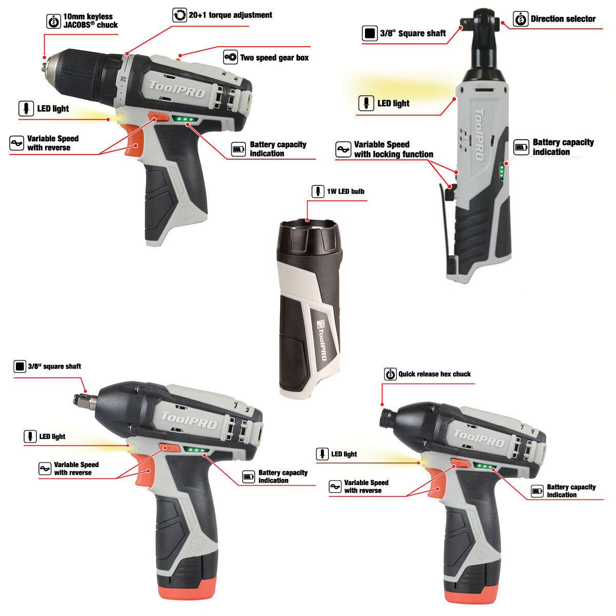 ToolPRO 12V Ultimate Power Tool Kit 2.0Ah, , scanz_hi-res